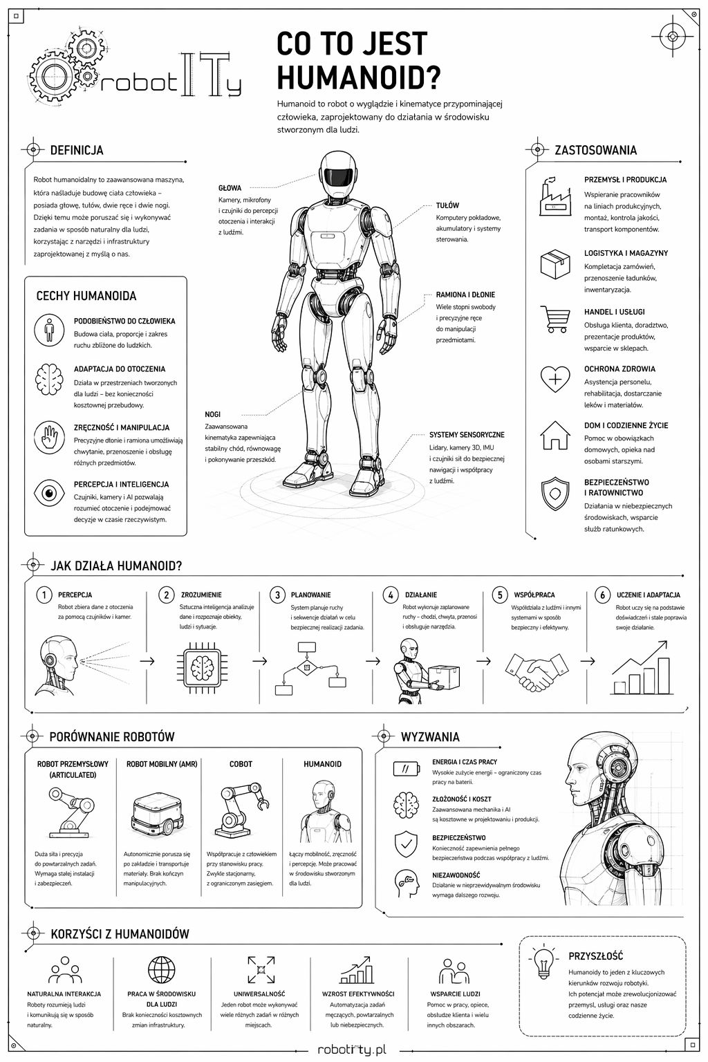 Infografika dotycząca humanoidów